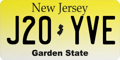 NJ license plate J20YVE