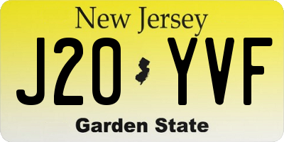 NJ license plate J20YVF