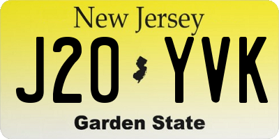 NJ license plate J20YVK