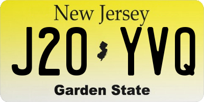 NJ license plate J20YVQ