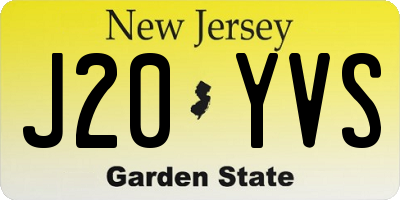 NJ license plate J20YVS