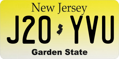 NJ license plate J20YVU