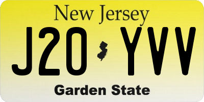 NJ license plate J20YVV