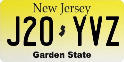 NJ license plate J20YVZ