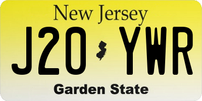 NJ license plate J20YWR