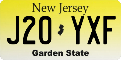 NJ license plate J20YXF