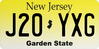 NJ license plate J20YXG