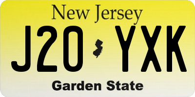 NJ license plate J20YXK