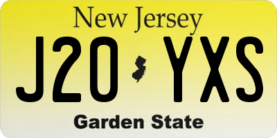NJ license plate J20YXS