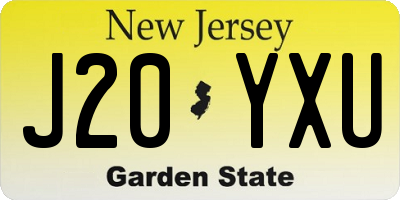 NJ license plate J20YXU