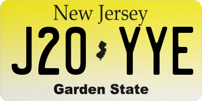 NJ license plate J20YYE