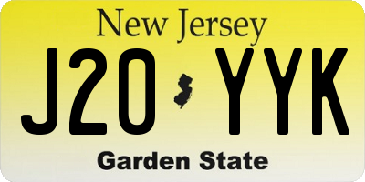 NJ license plate J20YYK