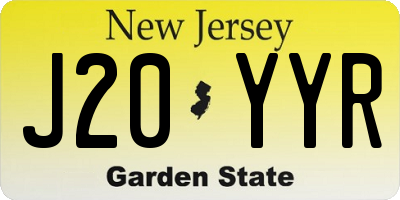 NJ license plate J20YYR