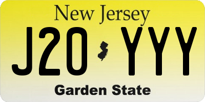 NJ license plate J20YYY