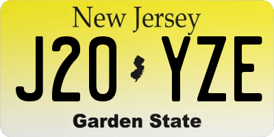 NJ license plate J20YZE