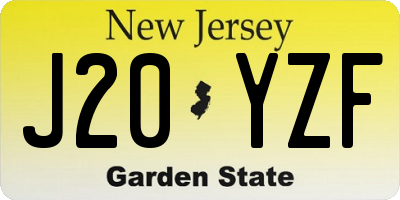 NJ license plate J20YZF