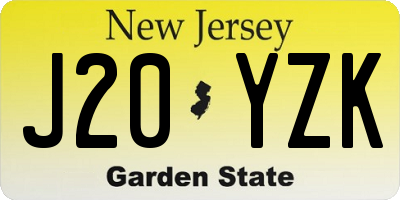 NJ license plate J20YZK