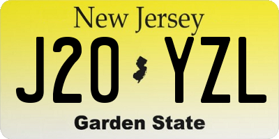 NJ license plate J20YZL