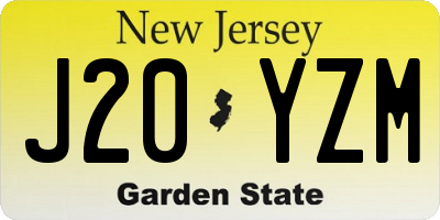 NJ license plate J20YZM