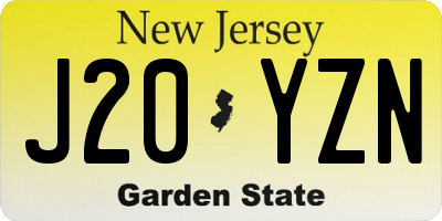 NJ license plate J20YZN