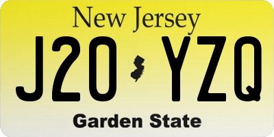NJ license plate J20YZQ