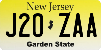 NJ license plate J20ZAA