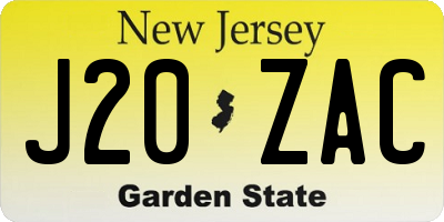 NJ license plate J20ZAC