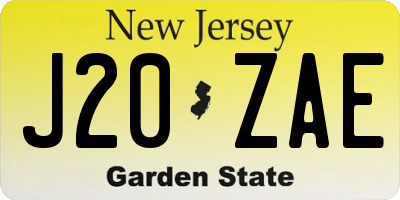 NJ license plate J20ZAE