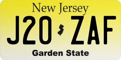 NJ license plate J20ZAF