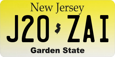 NJ license plate J20ZAI