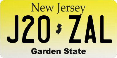 NJ license plate J20ZAL