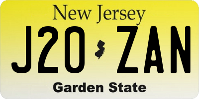 NJ license plate J20ZAN