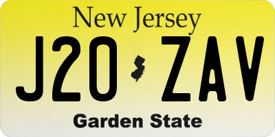 NJ license plate J20ZAV