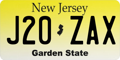 NJ license plate J20ZAX