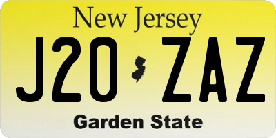 NJ license plate J20ZAZ