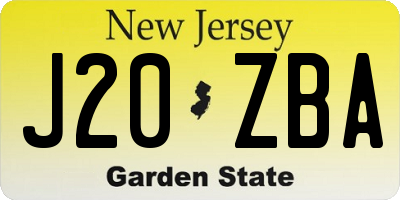 NJ license plate J20ZBA