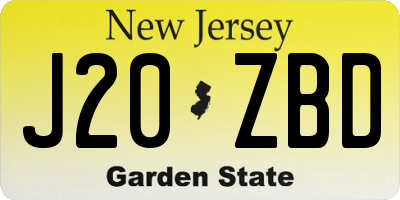 NJ license plate J20ZBD