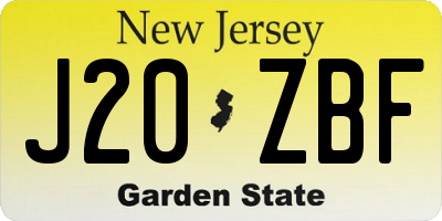 NJ license plate J20ZBF