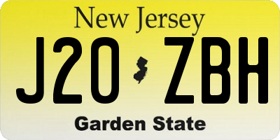 NJ license plate J20ZBH