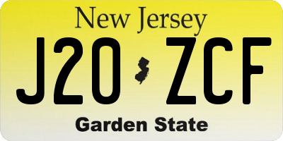 NJ license plate J20ZCF