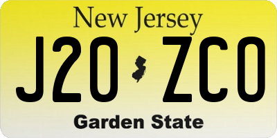 NJ license plate J20ZCO