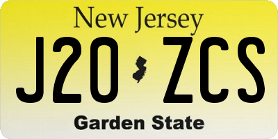 NJ license plate J20ZCS