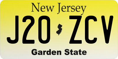 NJ license plate J20ZCV