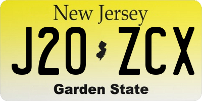 NJ license plate J20ZCX