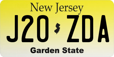 NJ license plate J20ZDA