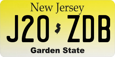 NJ license plate J20ZDB