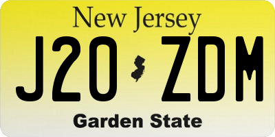 NJ license plate J20ZDM