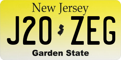 NJ license plate J20ZEG
