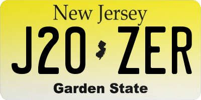 NJ license plate J20ZER