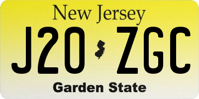 NJ license plate J20ZGC